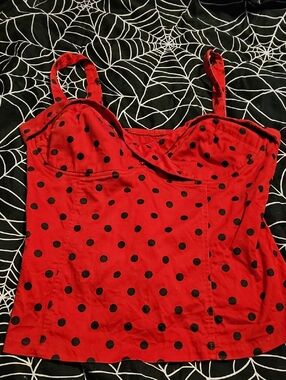 2x Deadly Dames By Micheline Pitt Red Polka-dot Top
